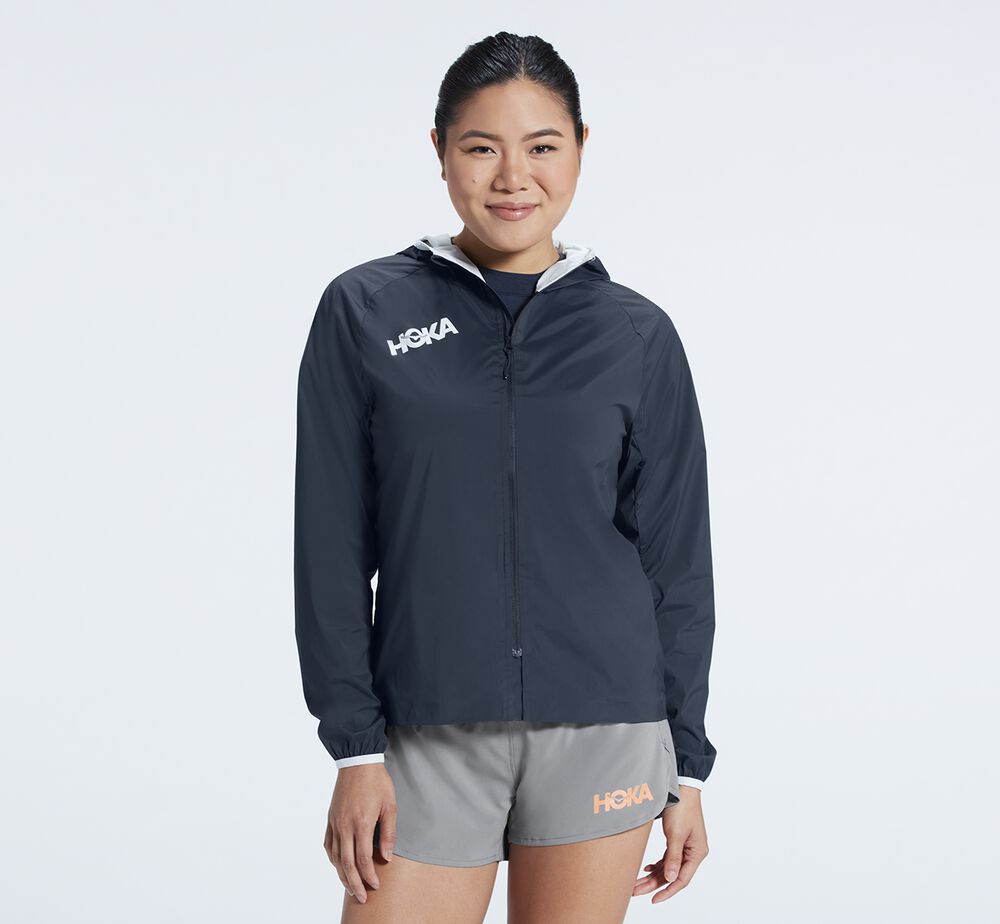 Hoka One One Full-Zip Wind Jacka Dam Marinblå - SE-1868764